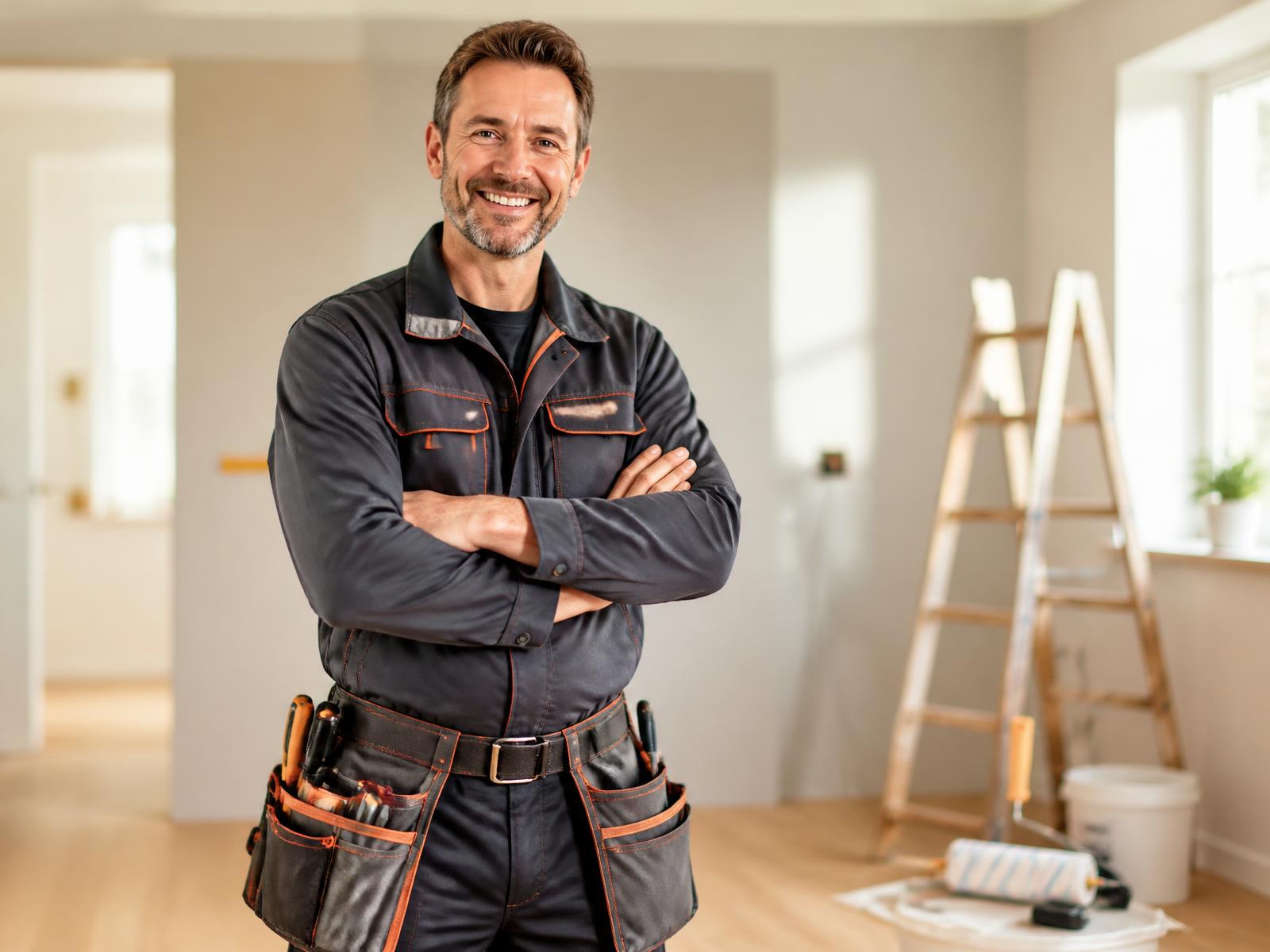Handwerker vom Komplett-Handwerk-Service in einer frisch renovierten Wohnung