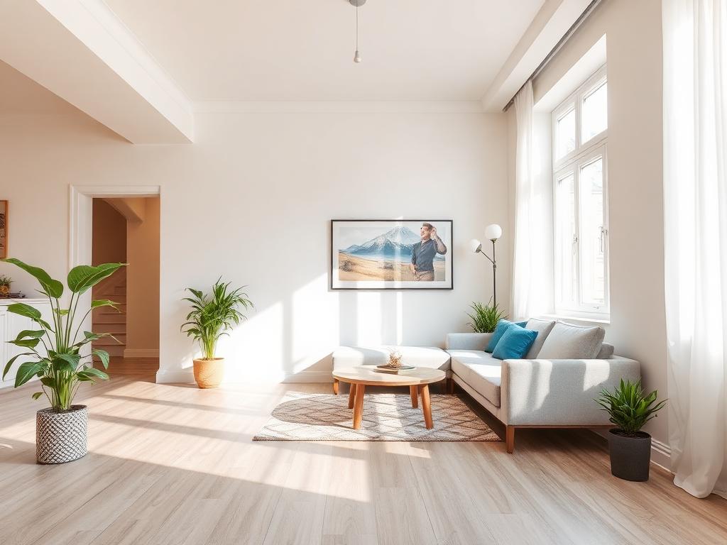 Frisch renovierter heller Wohnraum mit neuem Boden